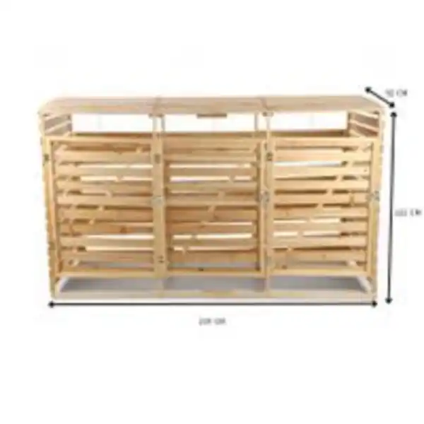 Bild 2 von 3er Mülltonnenbox lackiert aus Holz, wasserfest, ca. 219 x 92 x 122 cm - Hellbraun