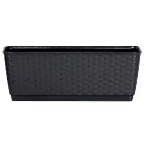 2er-Set Pflanzkasten in Rattanoptik, ca. 49 x 17 x 17 cm - Anthrazit