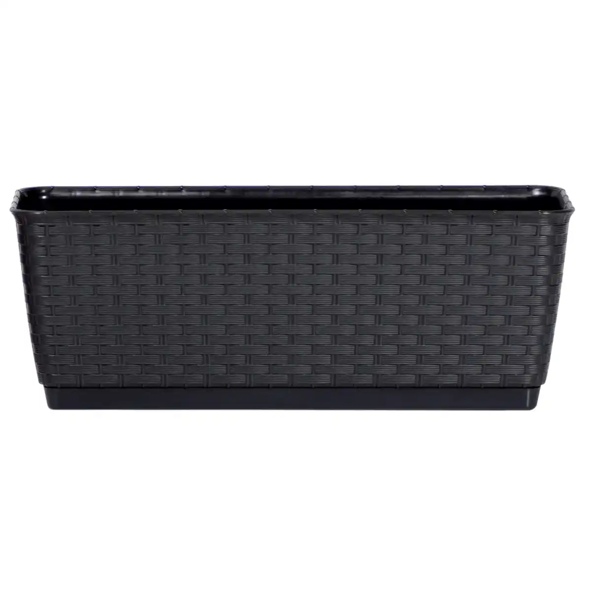 Bild 1 von 2er-Set Pflanzkasten in Rattanoptik, ca. 49 x 17 x 17 cm - Anthrazit