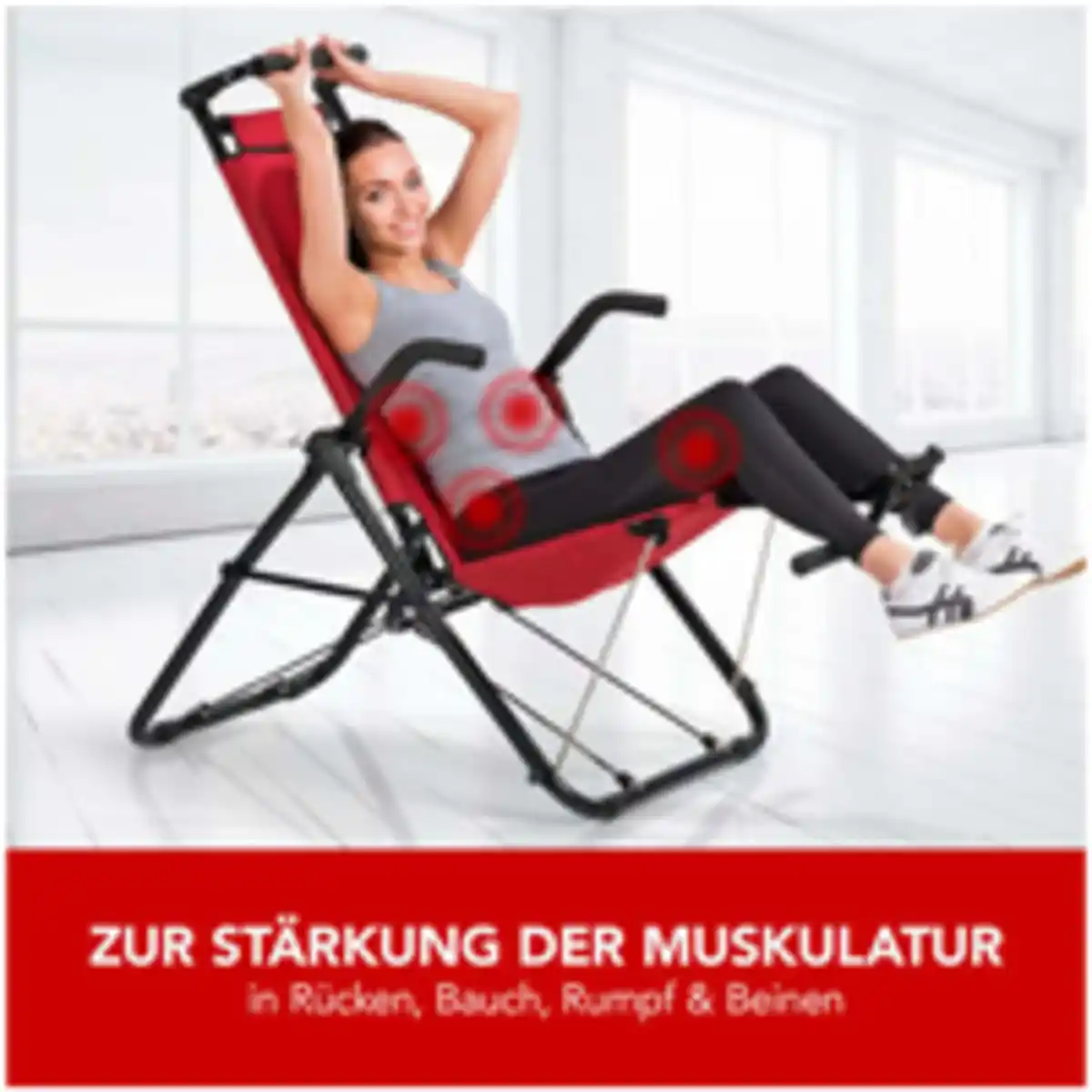 Bild 3 von Inversionstrainer Deluxe - Heimtrainer für Rücken, Bauch, Rumpf & Beine - Rot / Schwarz
