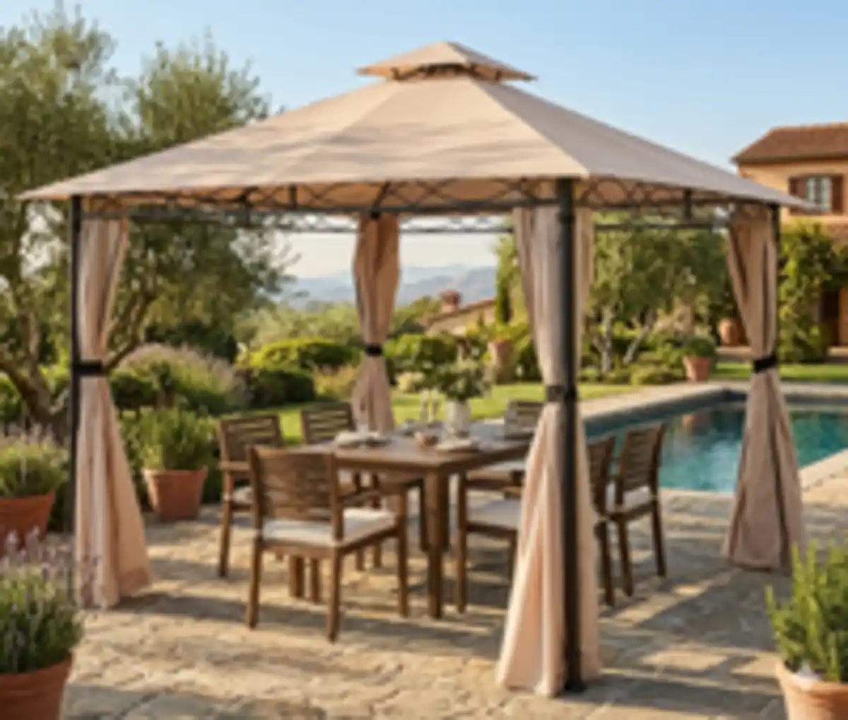 Bild 2 von Pavillon Nicosia mit Stahl und Polyester ca. 295 x 295 x 272 cm in creme