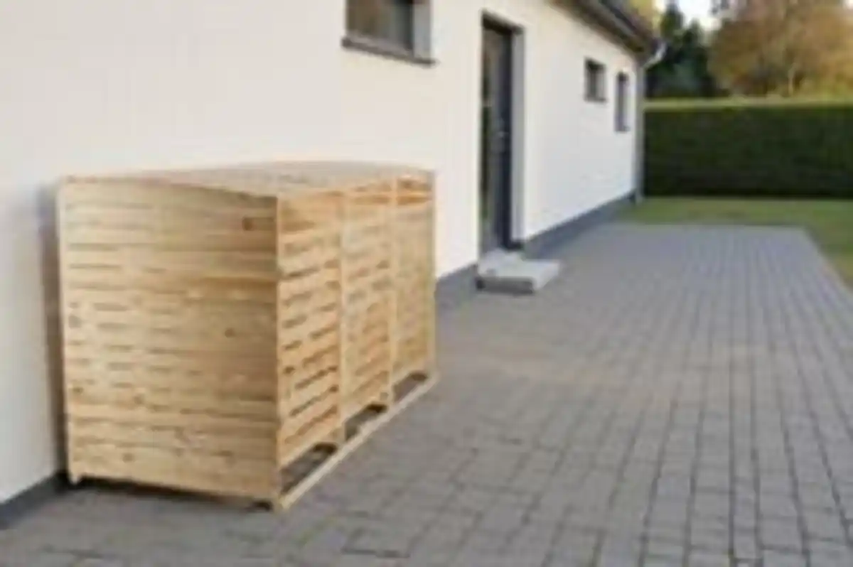 Bild 4 von 3er Mülltonnenbox lackiert aus Holz, wasserfest, ca. 219 x 92 x 122 cm - Hellbraun