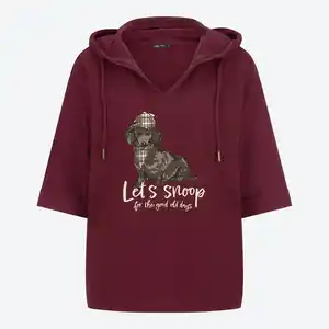 Damen-Langarmshirt mit Kapuze und Frontdruck