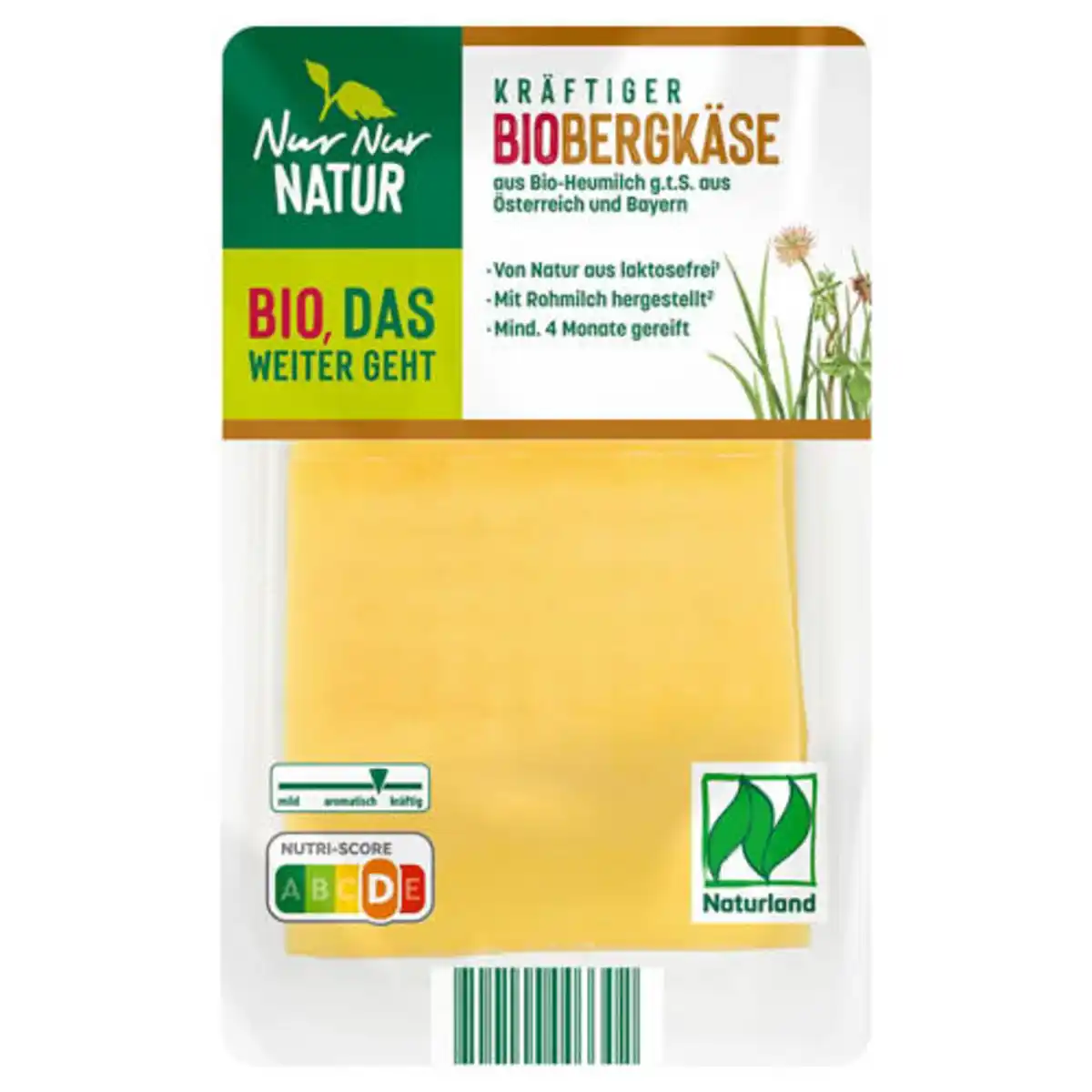 Bild 1 von NUR NUR NATUR Bio-Heumilch-Käsescheiben 150 g, Bergkäse