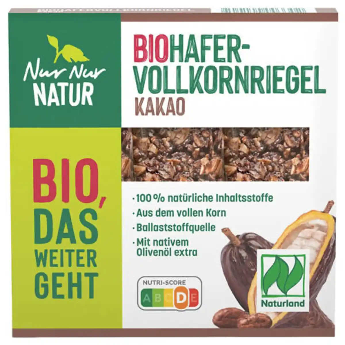 Bild 1 von NUR NUR NATUR Bio-Hafervollkorn-Riegel 105 g, Schoko