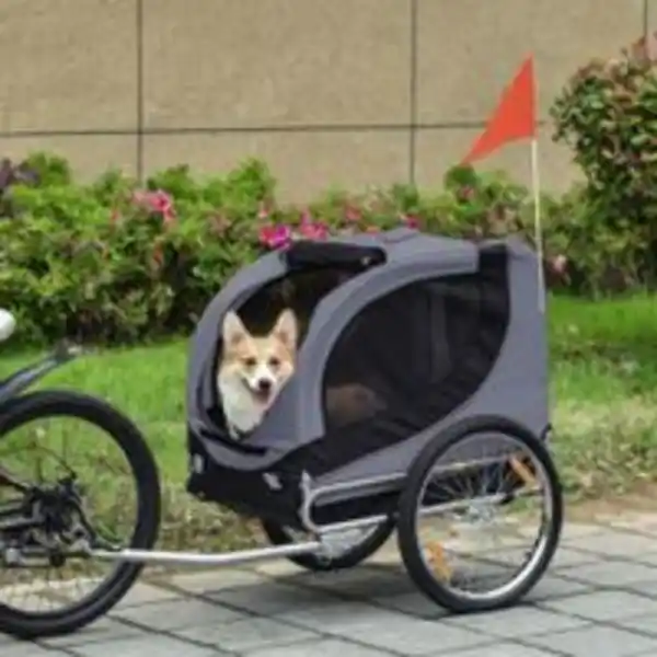 Bild 2 von Fahrradanhänger Hundeanhänger Hunde Fahrrad Tier Anhänger Grau+Schwarz