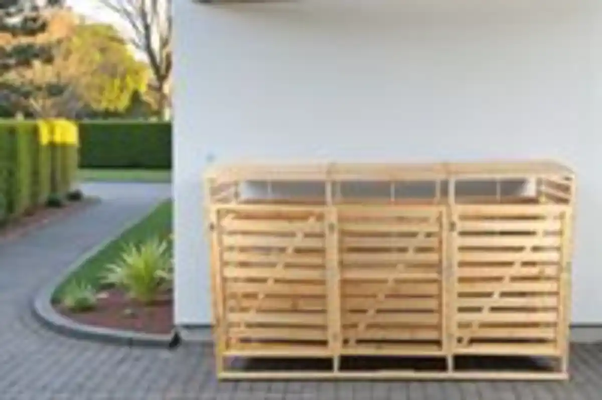 Bild 3 von 3er Mülltonnenbox lackiert aus Holz, wasserfest, ca. 219 x 92 x 122 cm - Hellbraun