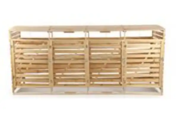 Bild 3 von 4er Mülltonnenbox lackiert aus Holz, wasserfest, ca. 290 x 92 x 122 cm - Hellbraun