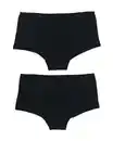 Bild 1 von 2er-Pack Damen-Shortys, Baumwolle/Elasthan schwarz
