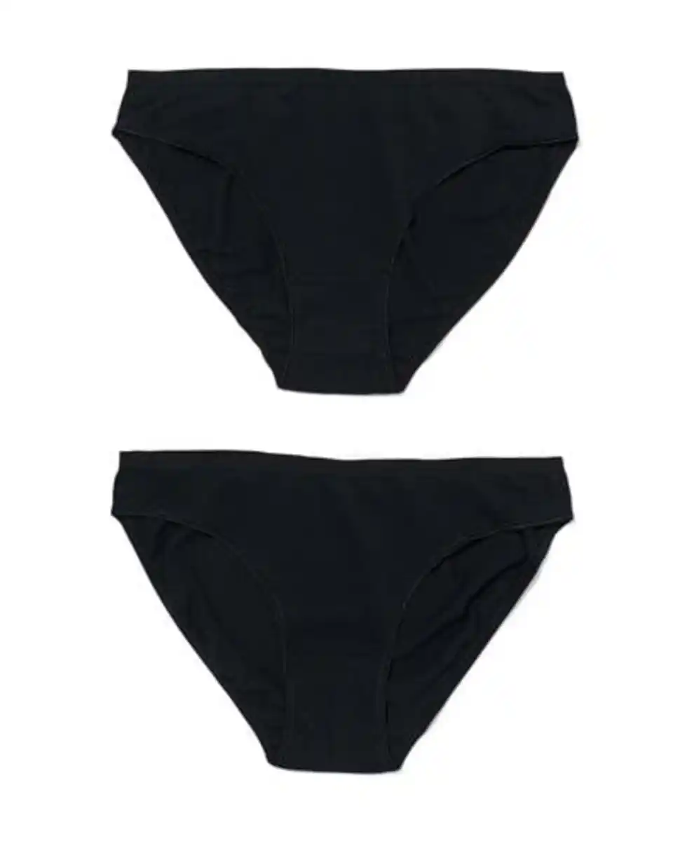 Bild 1 von 2er-Pack Damen-Slips, Baumwolle/Elasthan schwarz