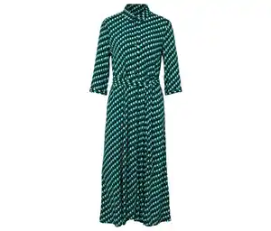 Bedrucktes Hemdblusenkleid, dunkelblau-grün-weiß
