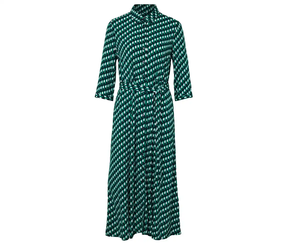 Bild 1 von Bedrucktes Hemdblusenkleid, dunkelblau-grün-weiß