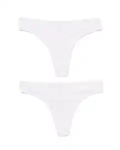 Damenstring aus Baumwolle – 2 Stück weiß