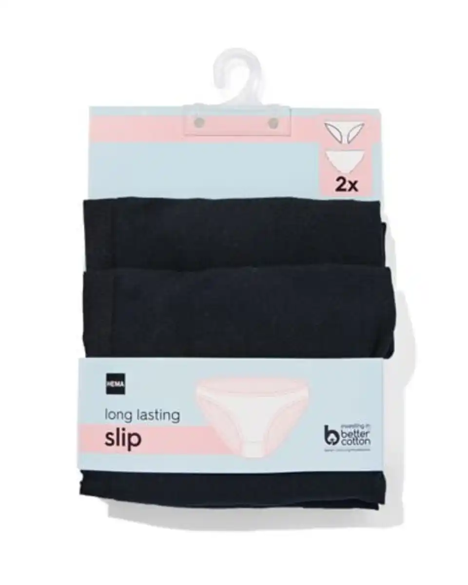 Bild 3 von 2er-Pack Damen-Slips, Baumwolle/Elasthan schwarz