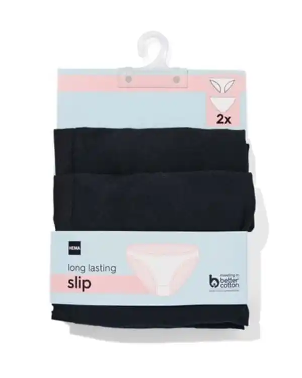 Bild 3 von 2er-Pack Damen-Slips, Baumwolle/Elasthan schwarz