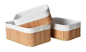 Korbset Bamboo in Beige, 3 Stück, Beige