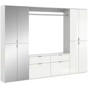 Mid.you Garderobe, Weiß Hochglanz, Glas, Holzwerkstoff, 3-teilig, 2 Schublade(n) Schubladen, 243x193x34 cm, FSC Mix, Garderobe, Garderoben-Sets & Serien, Garderoben-Sets