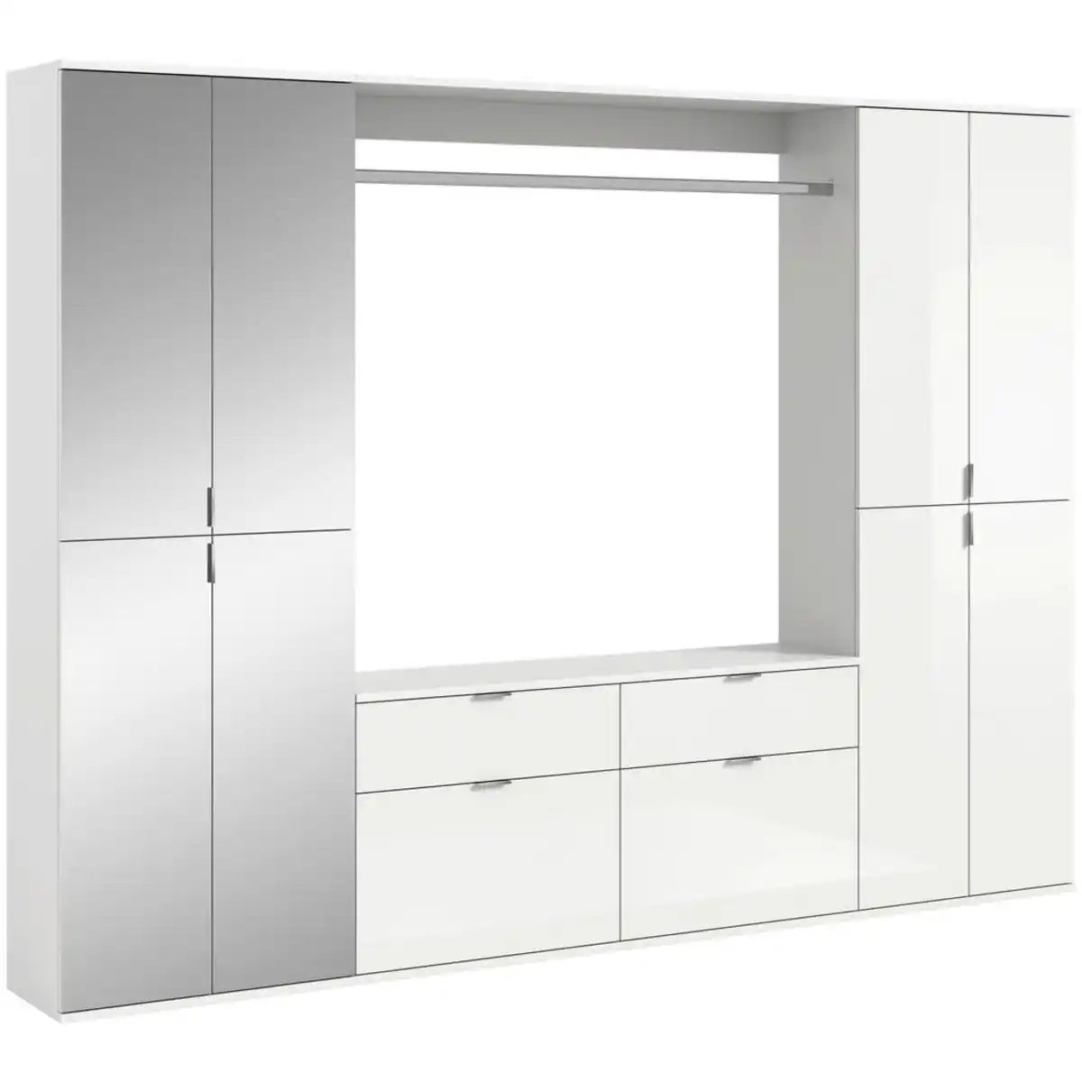 Bild 1 von Mid.you Garderobe, Weiß Hochglanz, Glas, Holzwerkstoff, 3-teilig, 2 Schublade(n) Schubladen, 243x193x34 cm, FSC Mix, Garderobe, Garderoben-Sets & Serien, Garderoben-Sets
