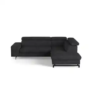 Cotta Ecksofa, Schwarz, Kunststoff, Echtholz,Fichte, 4-Sitzer, Ottomane rechts,L-Form, 262x215 cm, Wohnzimmer, Sofas & Couches, Wohnlandschaften, Ecksofas