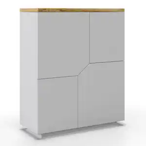 Kommode Carlos Weiß/Eichenfarbe Echtholz/MDF, Weiß, Eichefarben