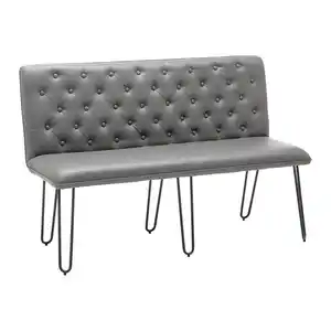 Sitzbank Ivie Grau Lederlook Gepolstert, Grau