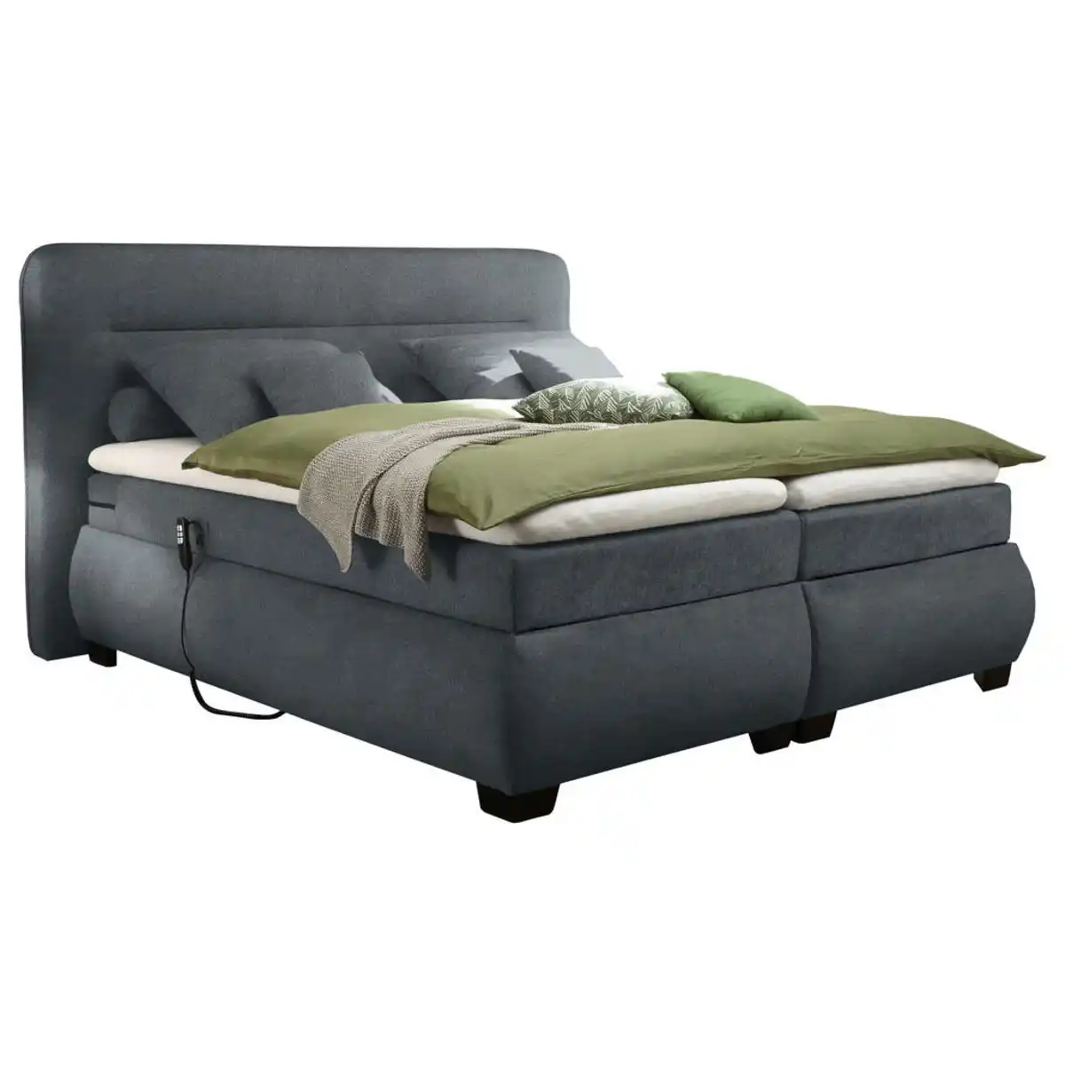 Bild 1 von Mid.you Boxspringbett, Anthrazit, Kunststoff, H2, 7-Zonen, Höhe ca. 18 cm, 160x200 cm, Topper geteilt, Schlafzimmer, Betten, Boxspringbetten