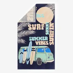OLAIAN Handtuch Strand L 145 × 85 cm - bedruckt Vibes dunkelblau