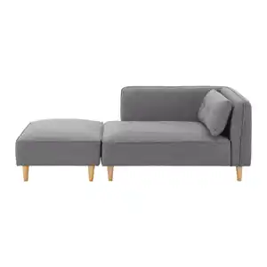 Sofa Fanny Dunkelgrau Leinenoptik mit Hocker, Dunkelgrau