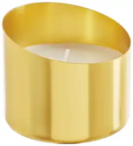 Kerze im Topf Mavie in Weiß/Goldfarben, Weiß