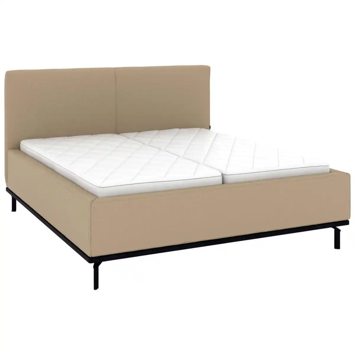 Bild 1 von Musterring Polsterbett, Beige, Metall, Birke, Buche, massiv, H2 + H3, Höhe ca. 20 cm, 180x200 cm, atmungsaktiv,in verschiedenen Größen erhältlich,Mittelgurt, verstellbar, Schlafzimmer, Betten, Po