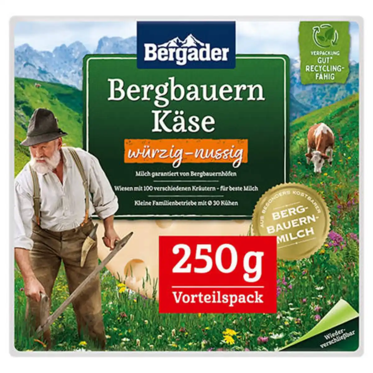 Bild 1 von BERGADER Bergbauern-Käsescheiben 250 g, würzig-nussig