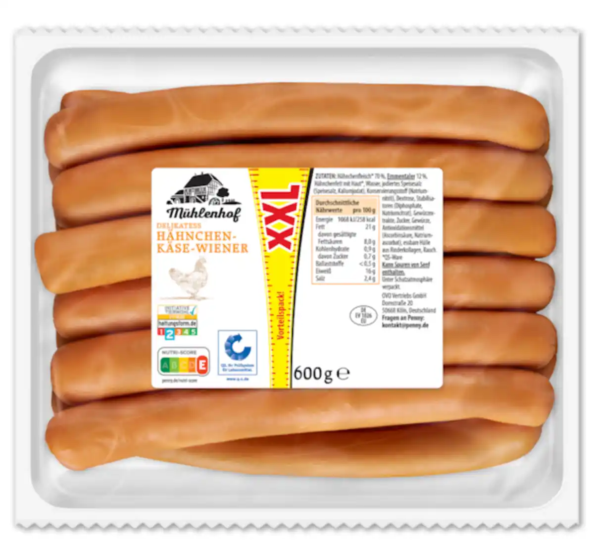 Bild 1 von MÜHLENHOF Delikatess Hähnchen-Käse-Wiener XXL*