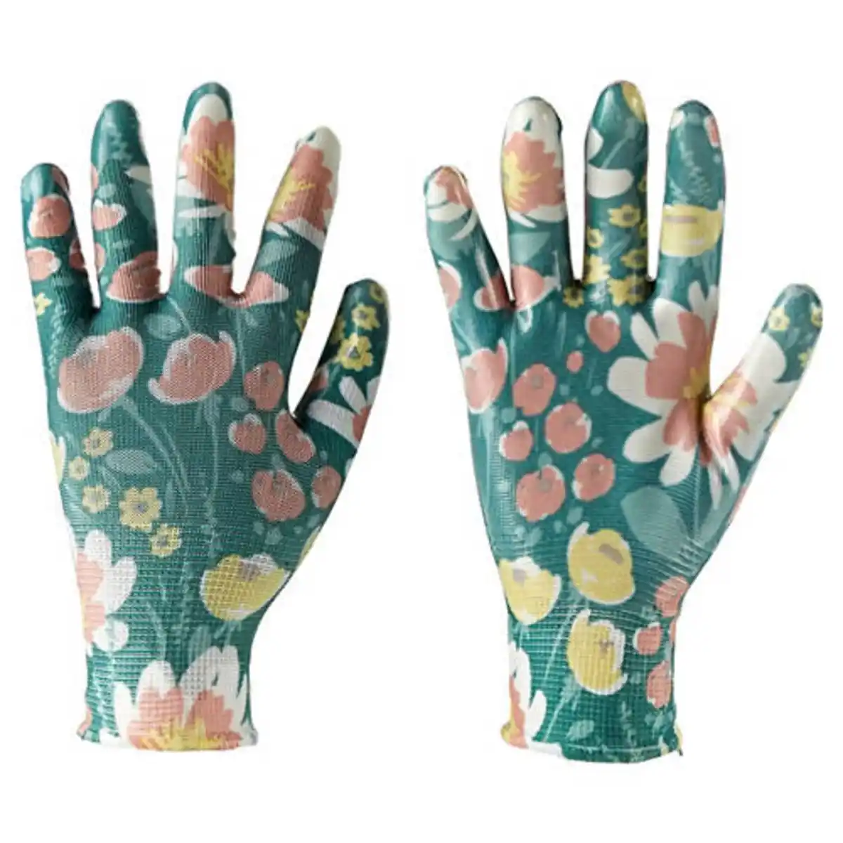 Bild 1 von GARDENLINE Damen Gartenhandschuhe, Grüne Blumen, Gr. 7/S