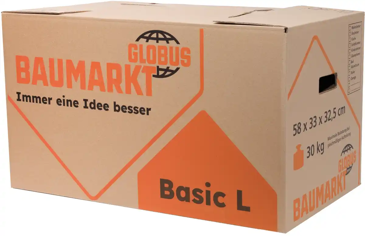 Bild 1 von Globus Umzugskarton Basic L Innenmaß: 58 x 33 x 32,5 cm, 10er Set