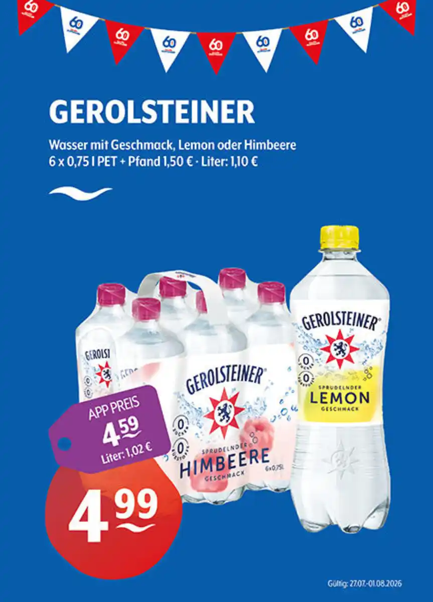 Bild 1 von GEROLSTEINER Wasser mit Geschmack Lemon oder Himbeere