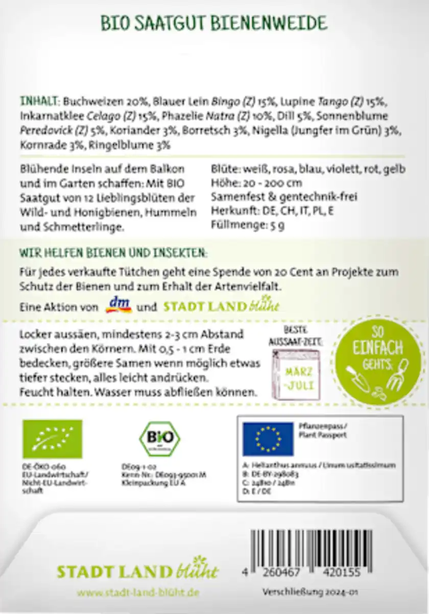 Bild 2 von Stadt Land blüht Saaten, Bienenweide, 12 bunte Blüten für Bienen, 5 g