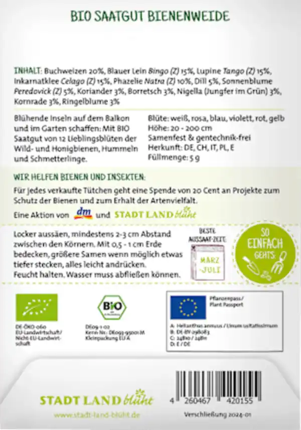 Bild 2 von Stadt Land blüht Saaten, Bienenweide, 12 bunte Blüten für Bienen, 5 g