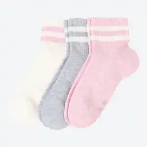 Damen-Sportsneaker-Socken mit Kontraststreifen, 3er-Pack