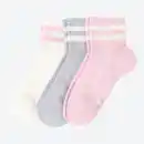 Bild 1 von Damen-Sportsneaker-Socken mit Kontraststreifen, 3er-Pack