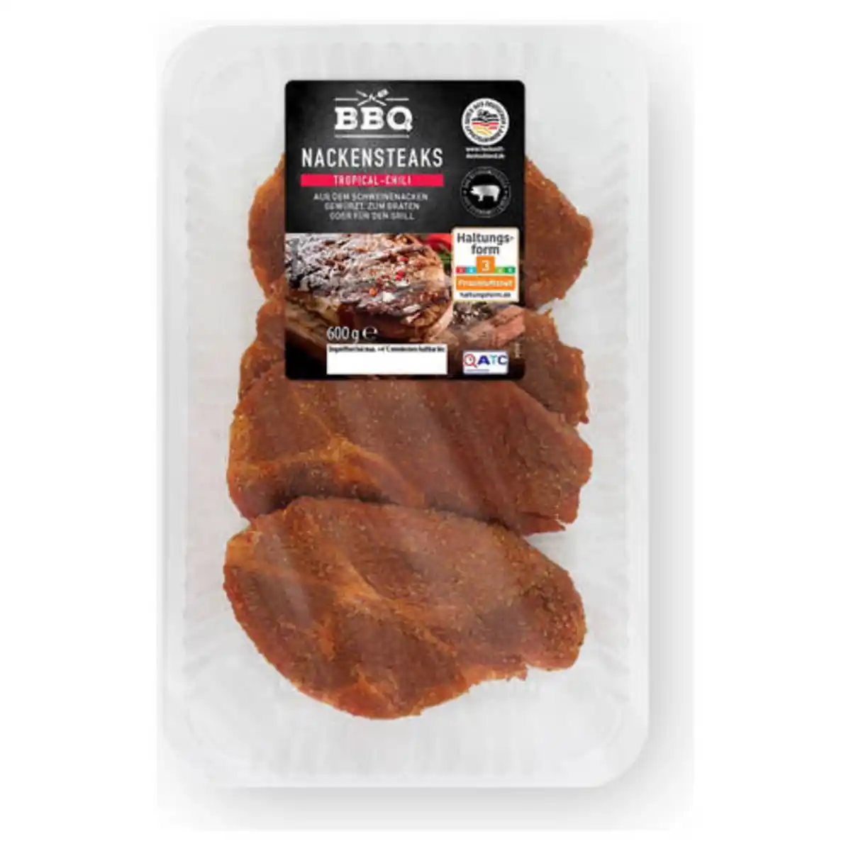 Bild 1 von BBQ Schweine-Nackensteaks gewürzt 600 g, Tropical-Chili