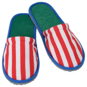 SKOGSSALLAT Pantoffeln, rot/weiß/gestreift, L/XL