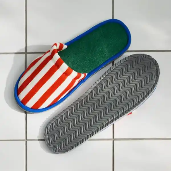 Bild 3 von SKOGSSALLAT Pantoffeln, rot/weiß/gestreift, L/XL