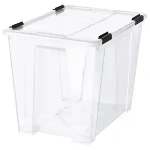 SAMLA Box mit Deckel/Verschlussklips, transparent/schwarz, 57x39x43 cm/65 l