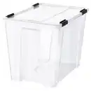 Bild 1 von SAMLA Box mit Deckel/Verschlussklips, transparent/schwarz, 57x39x43 cm/65 l