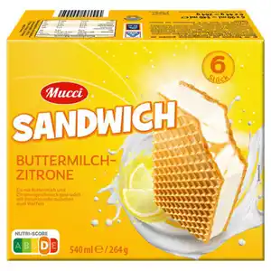 MUCCI Buttermilch Eis Sandwich 540 ml, Zitrone