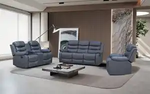 Home Cinema Relaxsofa Set 3-tlg. mit 5 Relaxfunktionen und Mittelkonsole - Dunkelgrau