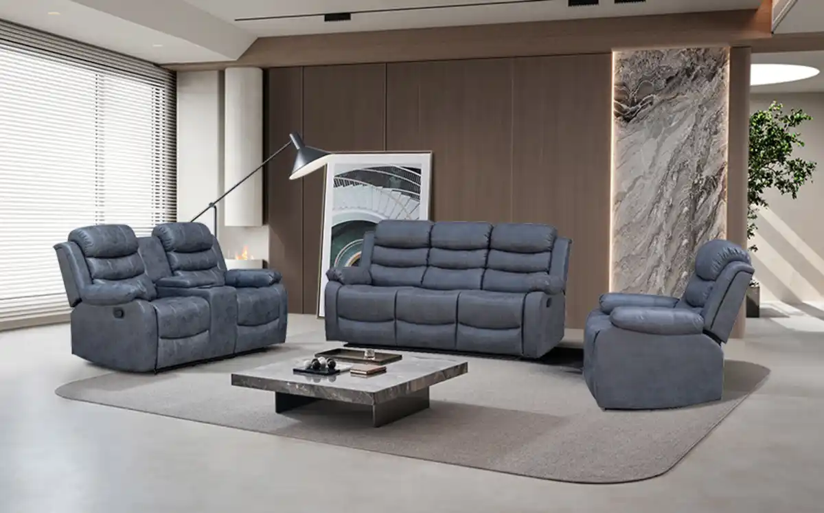 Bild 1 von Home Cinema Relaxsofa Set 3-tlg. mit 5 Relaxfunktionen und Mittelkonsole - Dunkelgrau