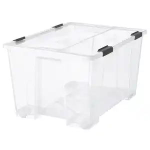 SAMLA Box mit Deckel/Verschlussklips, transparent/schwarz, 79x57x43 cm/130 l