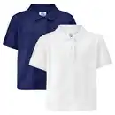 Bild 1 von L&D Kinder Poloshirt, 2er-Set, Marineblau/Weiß, 122/128