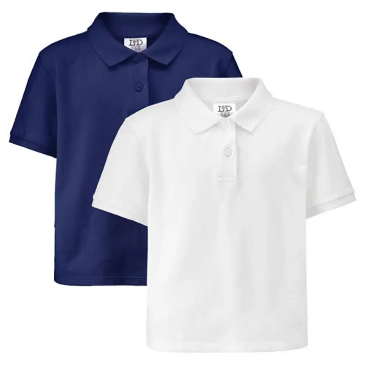 Bild 1 von L&D Kinder Poloshirt, 2er-Set, Marineblau/Weiß, 122/128